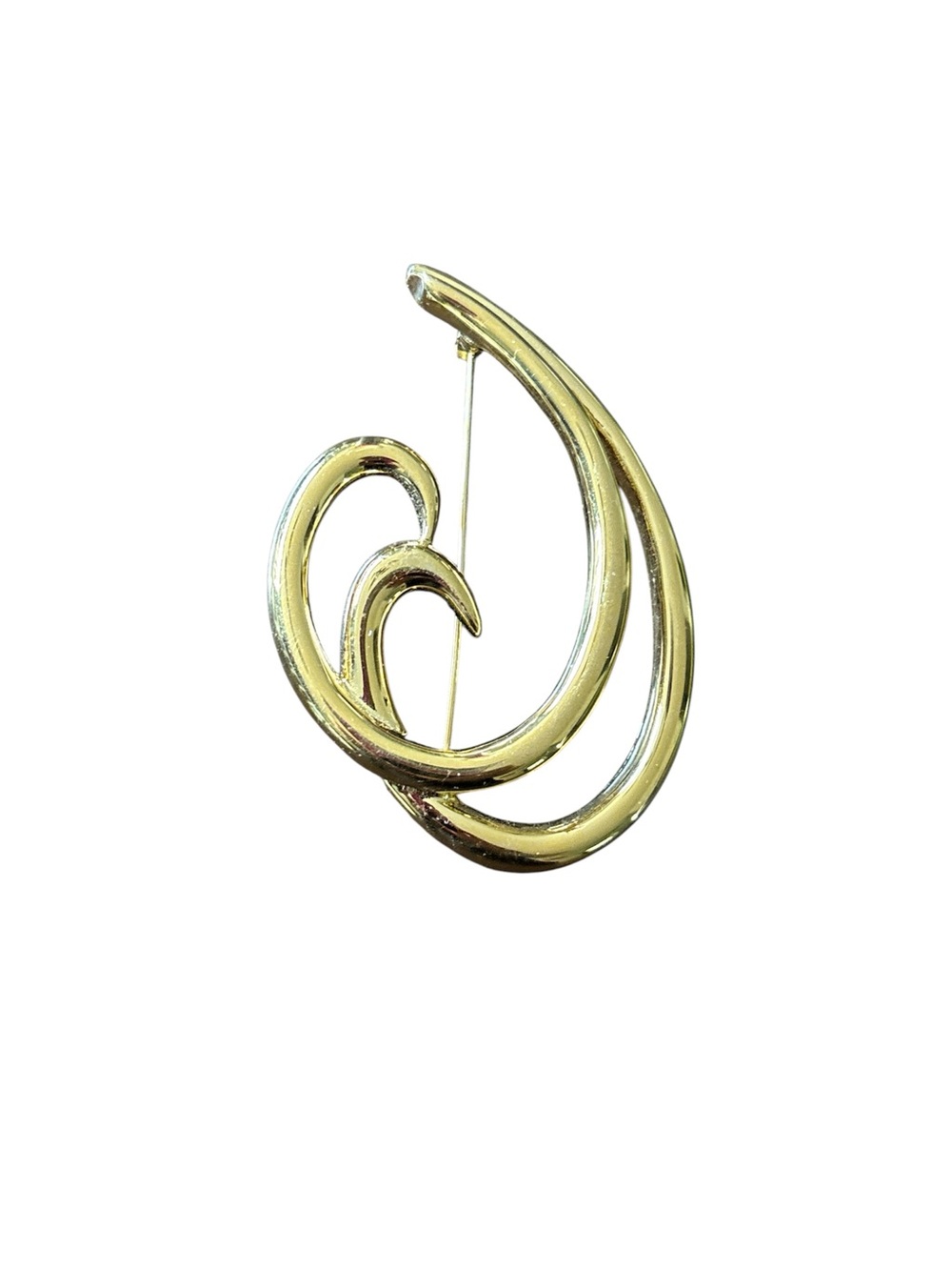 Vintage TRIFARI Gold Tone Brooch Pin 2 1/2" long Avant Garde Old Money Artsy